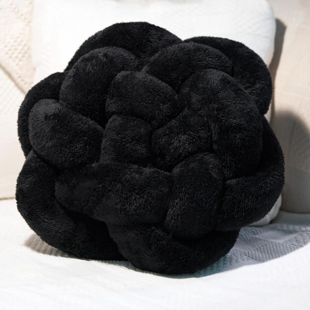 8026 Large Black Knot Pillow | 13" Knotted Pillow | Handmade Knot Throw